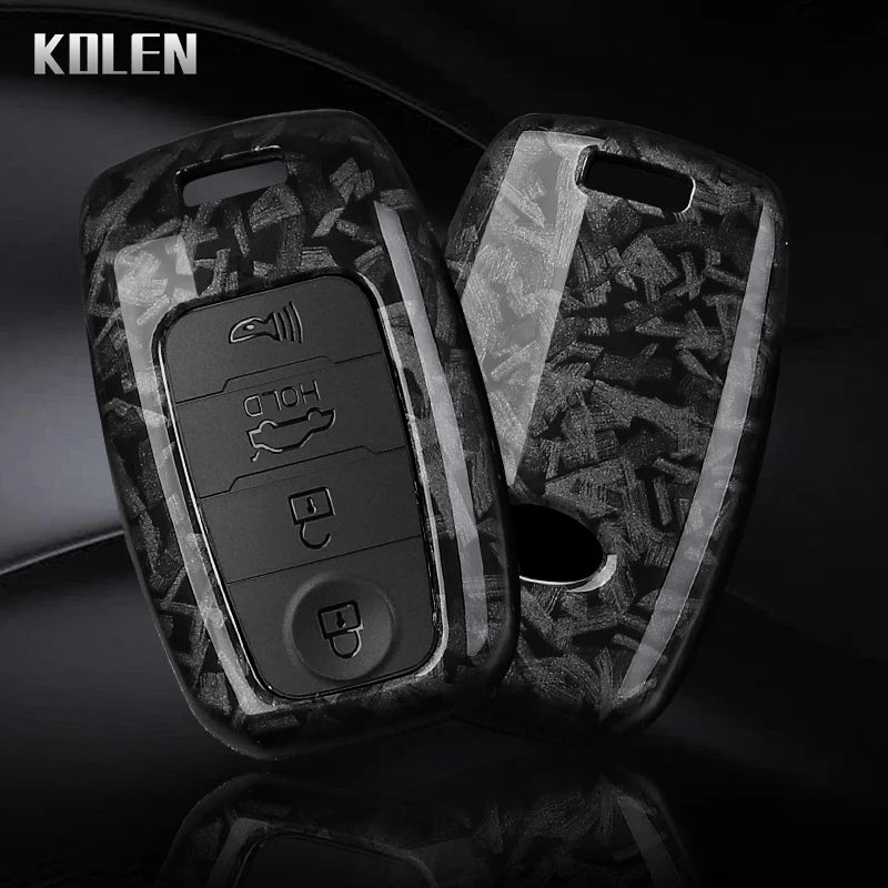 Car Key Cover Compatible with Kia Sportage Cerato Optima K2 K3 K4 K5 Rio Picanto Soul Sorento Sedona – Carbon Fiber Style