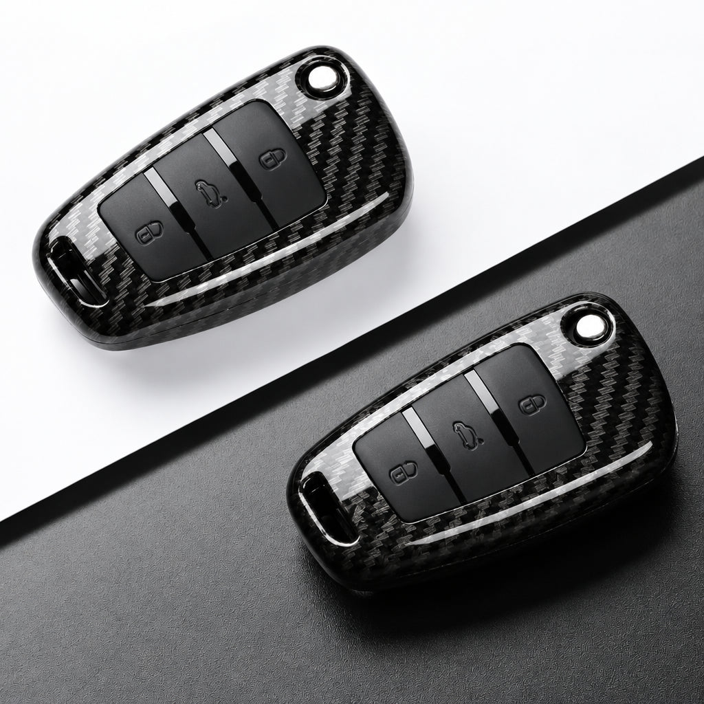 Car Key Cover Compatible with Audi C6 R8 A1 A3 Q3 A4 A5 Q5 A6 S6 A7 B6 B7 B8 8P 8V 8L TT RS S Line – Carbon Fiber Style