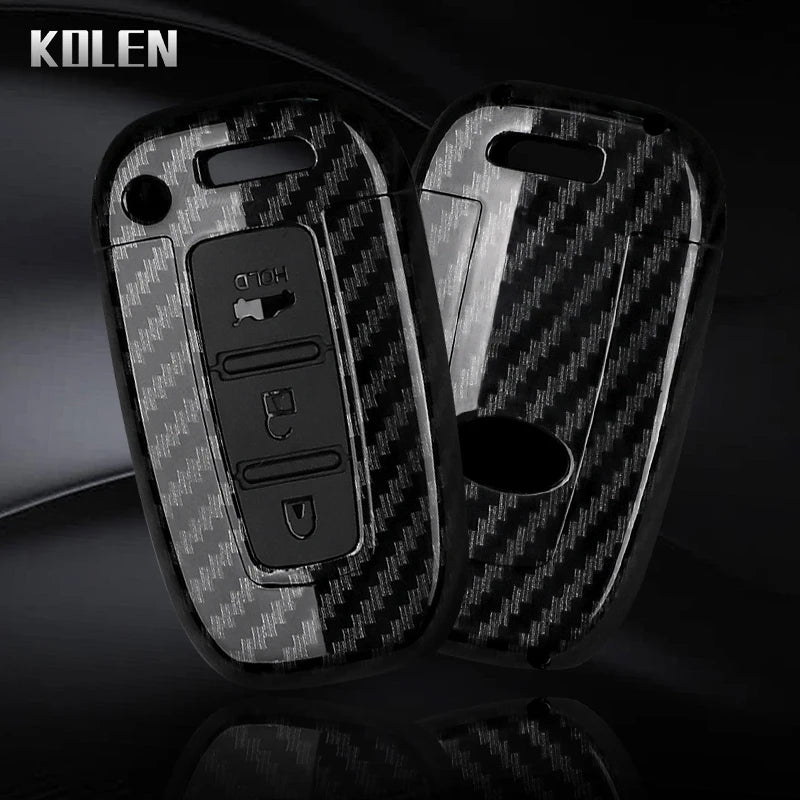 Car Key Cover Compatible with Hyundai ix35 Elantra Sonata 8 9; Kia Sportage K5 K2 Sorento Optima Forte – Carbon Fiber Style