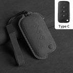Suede Leather Car Key Fob Cover Compatible with SGMW Wuling Baojun Air, Yep, KiWi EV, E100, 630, 510, 730, 610, 530, 560, RS-5
