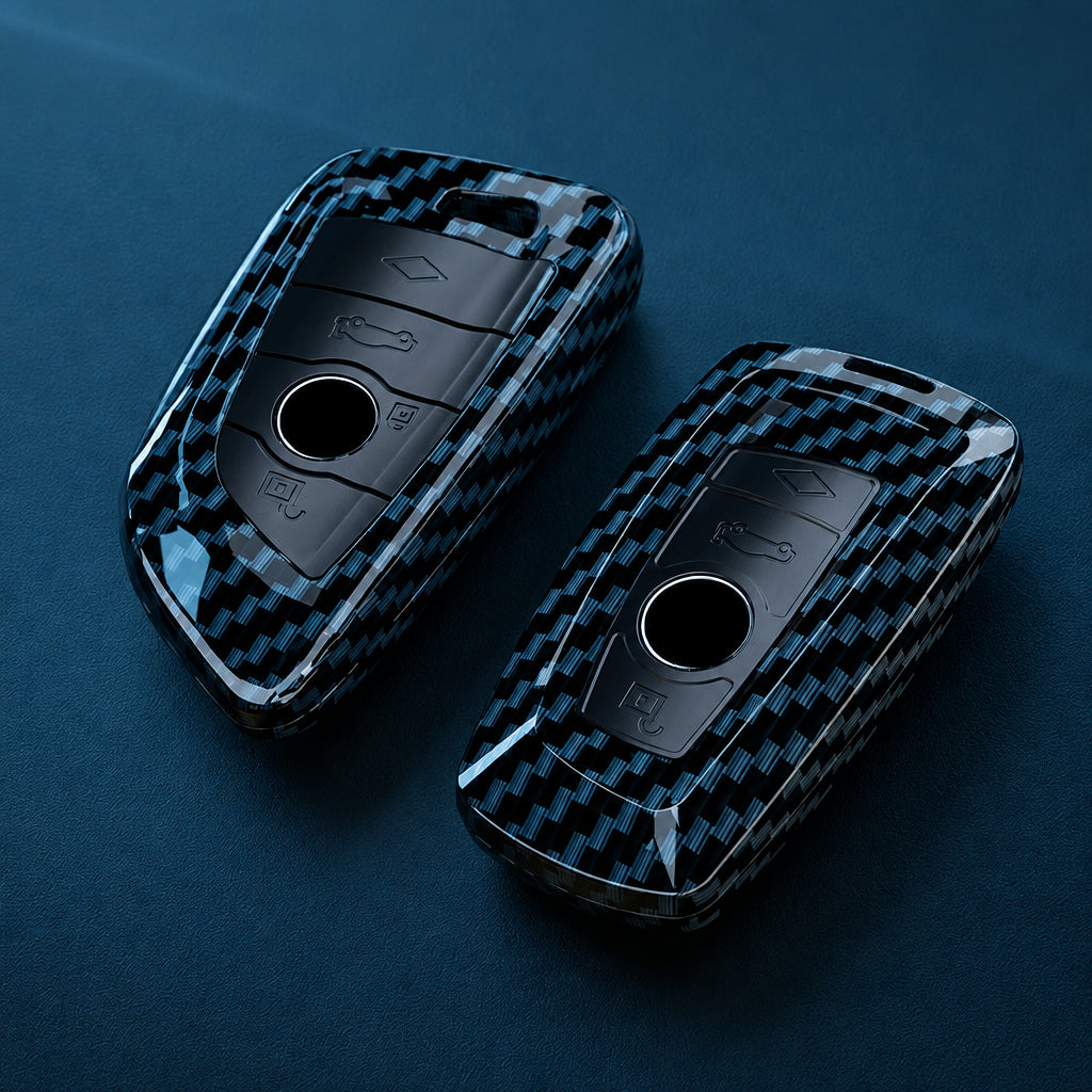 Car Key Cover Compatible with BMW 1 2 3 4 5 6 7 Series X1 X3 X4 X5 X6 X7 F10 F20 F30 G20 G30 G01 F15 F16 G02 G05 F34 – Carbon Fiber Style