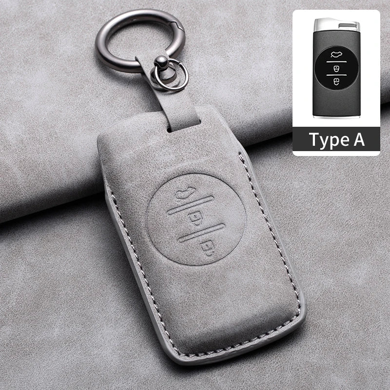 Leather Car Key Fob Cover Compatible with Chery Tiggo 7 Pro, Tiggo 8 Pro, Exeed, Tiggo 2, 3x, Arrizo 5Pro, Gx, 5x, EQ7, Tiggo