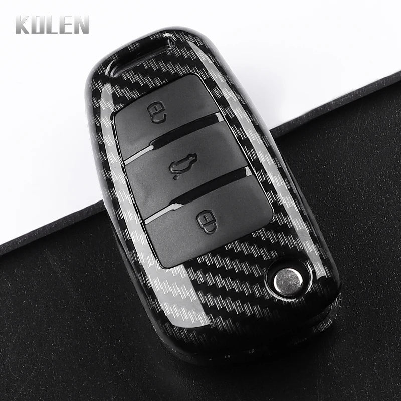 Car Key Cover Compatible with Audi C6 R8 A1 A3 Q3 A4 A5 Q5 A6 S6 A7 B6 B7 B8 8P 8V 8L TT RS S Line – Carbon Fiber Style