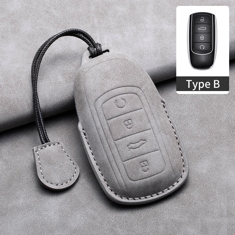 Leather Car Key Cover Compatible with Chery Jaecoo 7, J7, J8 PHEV, 2023, 2024, 2025