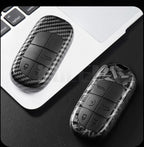 Car Key Cover Compatible with Jeep Renegade Grand Cherokee; Dodge Journey Charger; Chrysler 200 300 – Carbon Fiber Style
