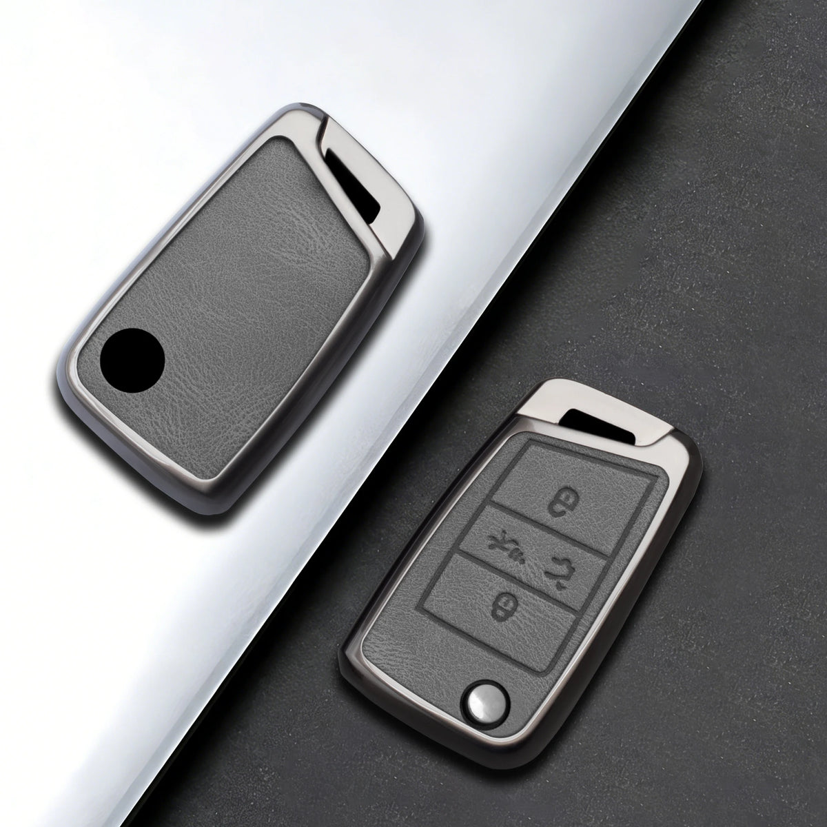 Zinc Alloy Car Key Fob Cover for Volkswagen Golf 7 Alltrack MK7 & Tiguan; SEAT Ateca, Leon & Ibiza; Skoda Octavia – 4 Buttons