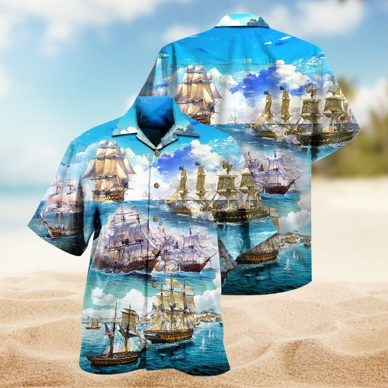 Sail Ocean Hawaiian Shirt For Summer Vacation, Beach Travel, And Casual Wear