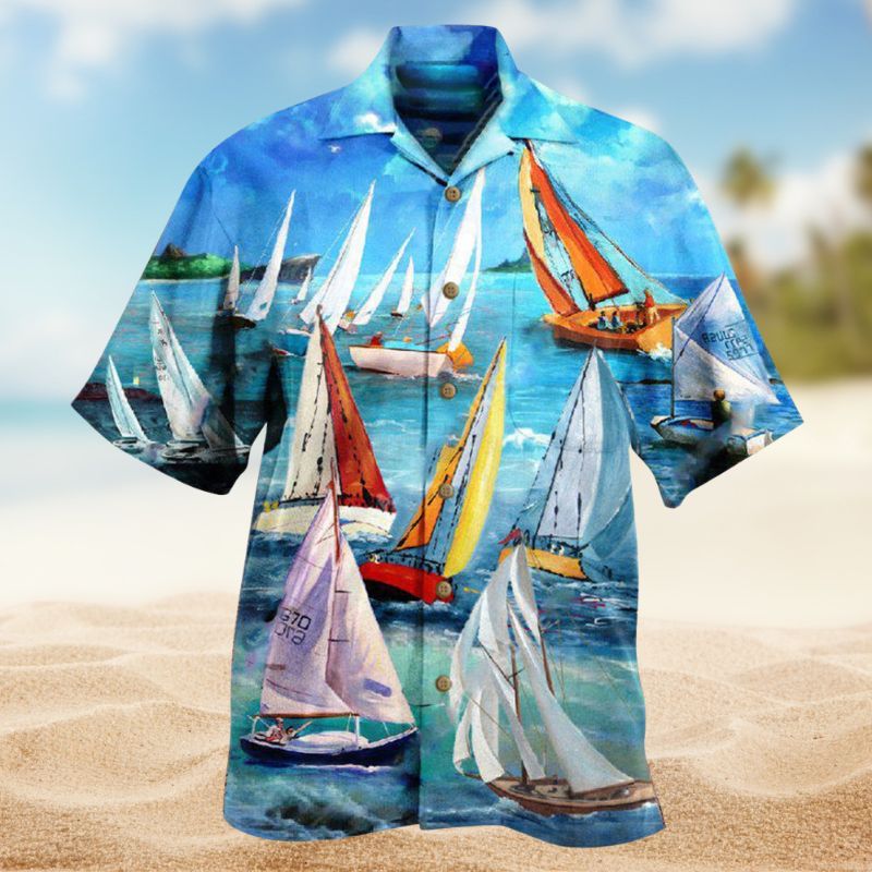 Sail Catch Wind Hawaiian Shirt For Summer Vacation, Beach Travel, And Casual Wear