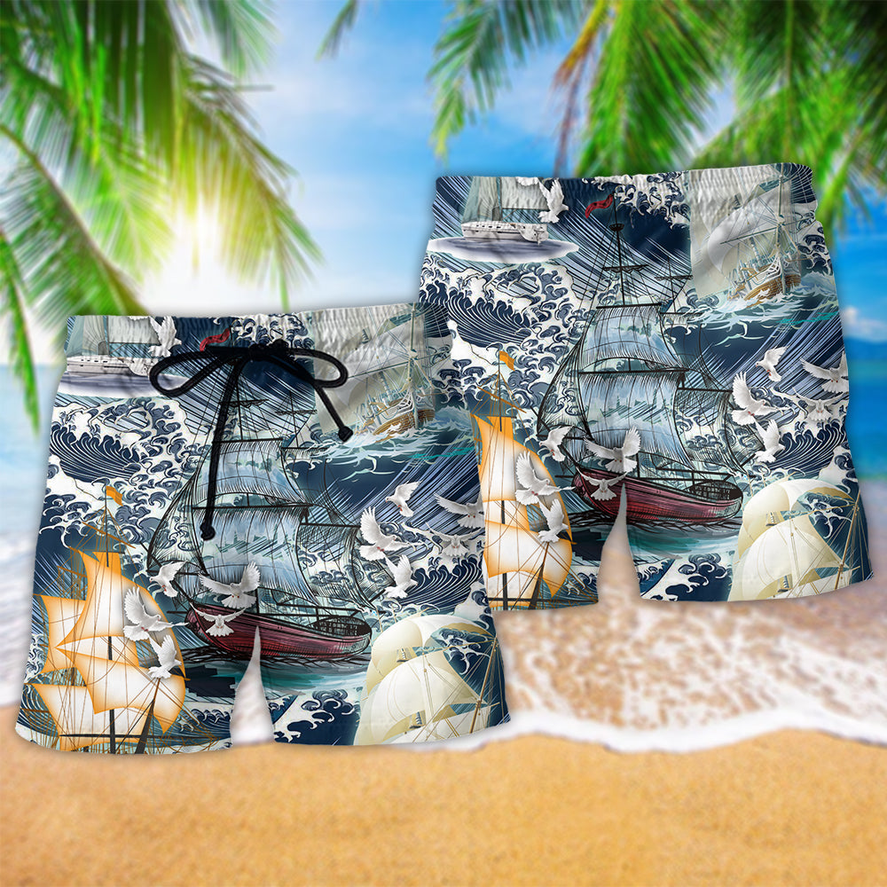 Dove Wave Ocean Peace Beach Shorts Design View For Summer Events And Coastal Getaways