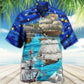 Sailing Ocean Sky Christmas Hawaiian Shirt Artwork Detail For Tropical Trips And Casual Outings