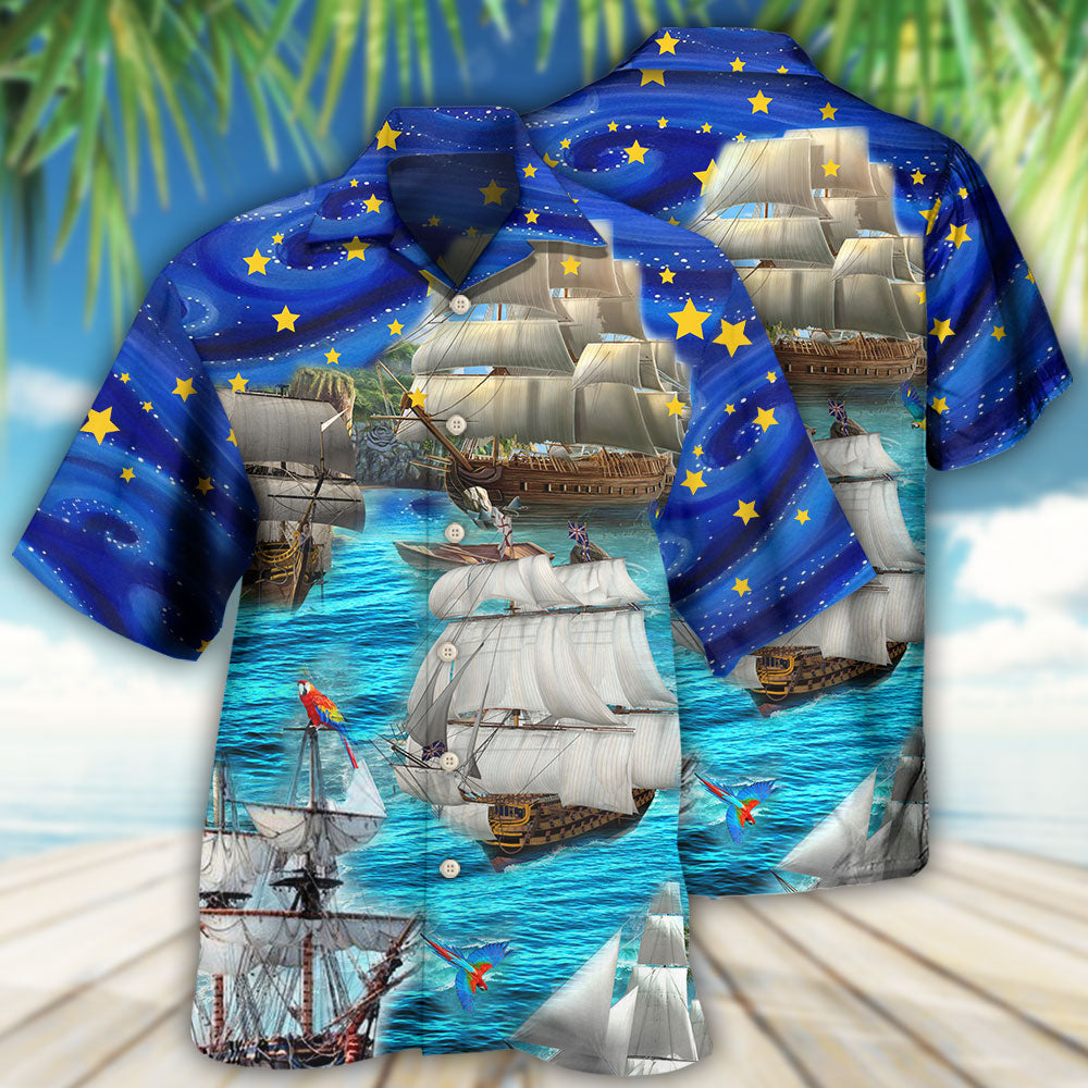 Sailing Ocean Sky Christmas Hawaiian Shirt For Coastal Adventures And Warm Weather Wear