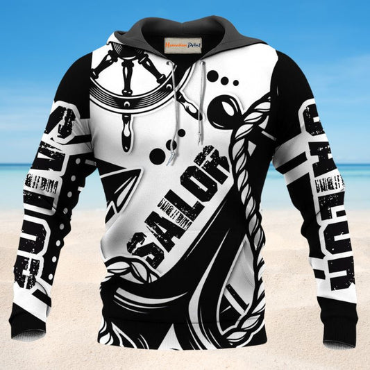 Black White Sailor Hoodie For Travel Days Outdoor Events And Thoughtful Gifts