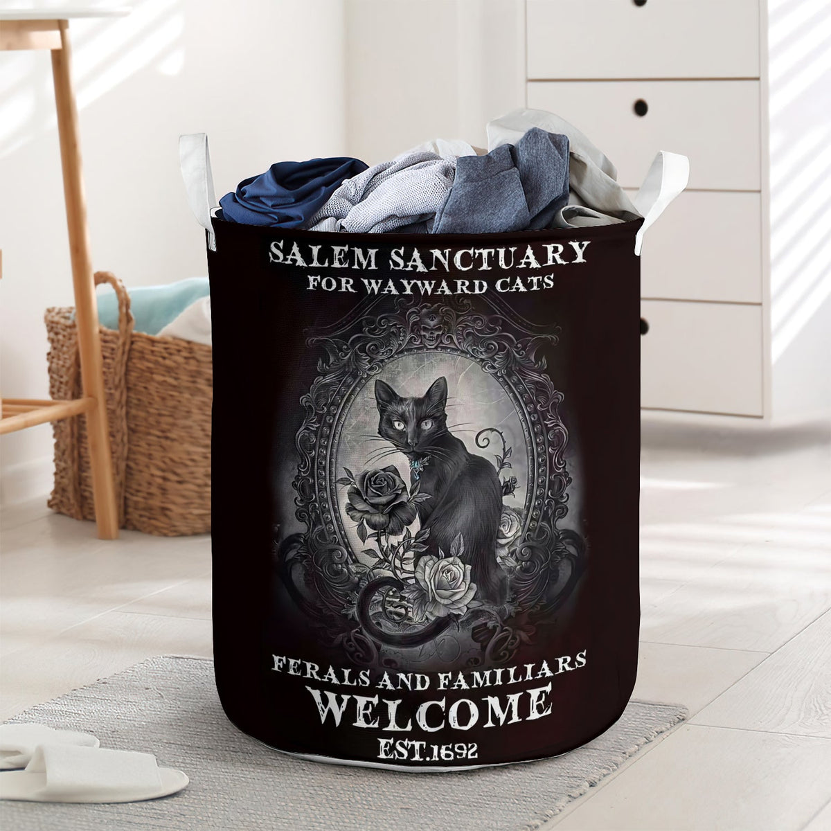Salem Black Cat Witch Laundry Basket For Bathroom Bedroom Storage