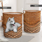 Samoyed Dog Rattan Texture Laundry Basket For Room Home Organizer