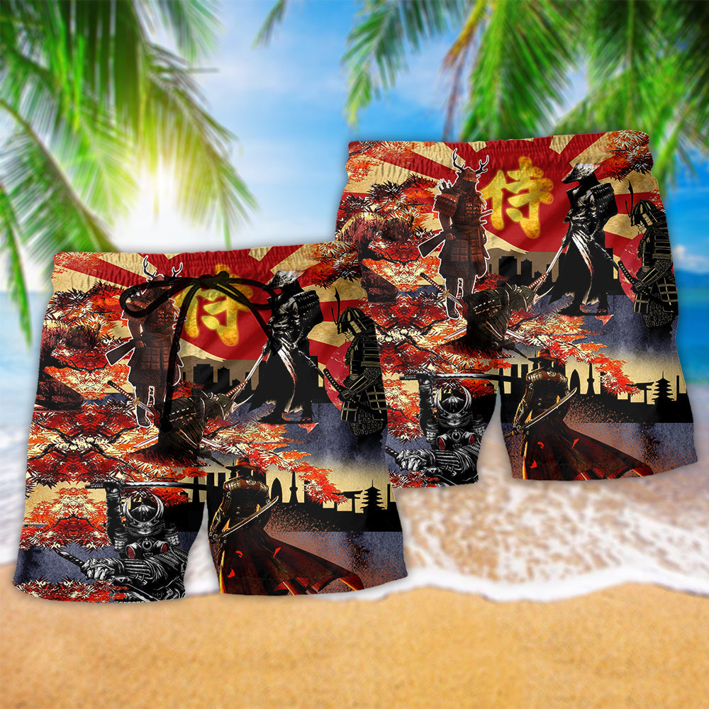 Samurai Beach Shorts Pattern Detail For Tropical Escapes And Relaxed Casual Wear