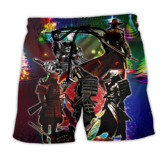 Christmas Samurai Beach Shorts For Poolside Relaxation And Bright Seasonal Outfits
