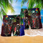 Christmas Samurai Beach Shorts Pattern Detail For Outdoor Activities And Bright Seasonal Outfits
