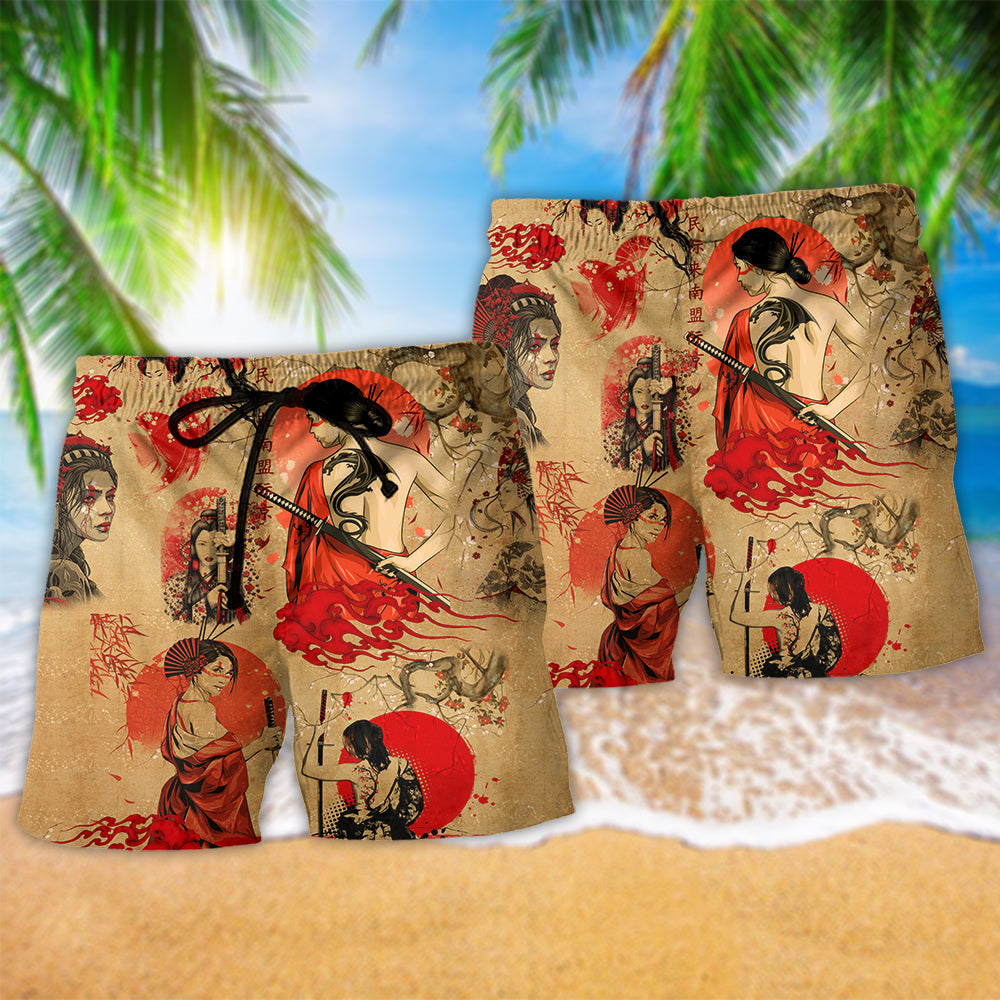 Samurai Girl Classic And Beautiful Hawaiian Beach Shorts For Striking Resort Looks