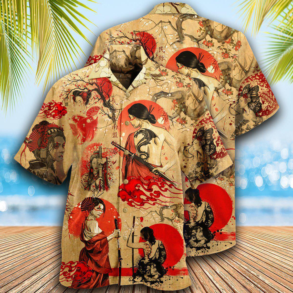 Samurai Girl Strong Hawaiian Shirt For Warm Weather Adventures And Everyday Comfort