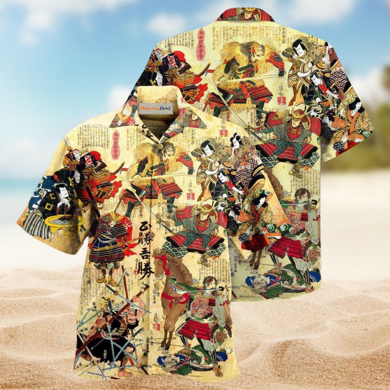 Samurai Hidden Vision Hawaiian Shirt For Island Vacations, Resort Wear, And Relaxed Seasonal Style