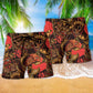 Samurai Japan Red Beach Shorts Pattern Detail For Coastal Travel And Distinctive Seasonal Style