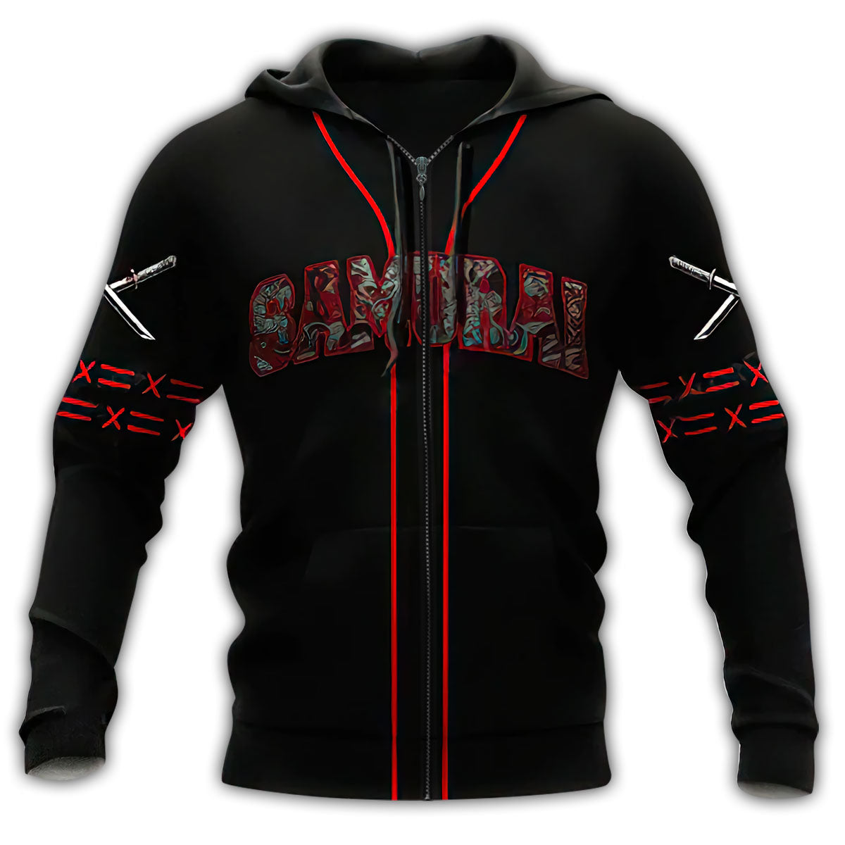 Black Red Samurai Personalized Hoodie For Heritage Inspired Streetwear Travel And Everyday Style