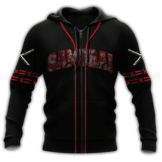 Black Red Samurai Personalized Hoodie For Heritage Inspired Streetwear Travel And Everyday Style