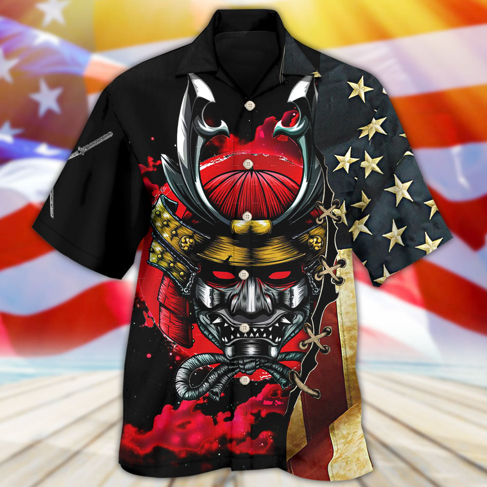 Samurai American Independence Day Hawaiian Shirt Pattern View For Lightweight Everyday Style
