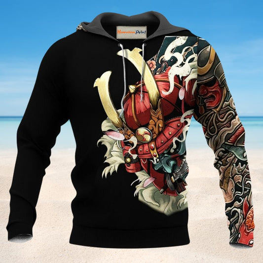 Colorful Samurai Tattoo Japan Hoodie For Cultural Themes Casual Travel And Meaningful Gift Giving