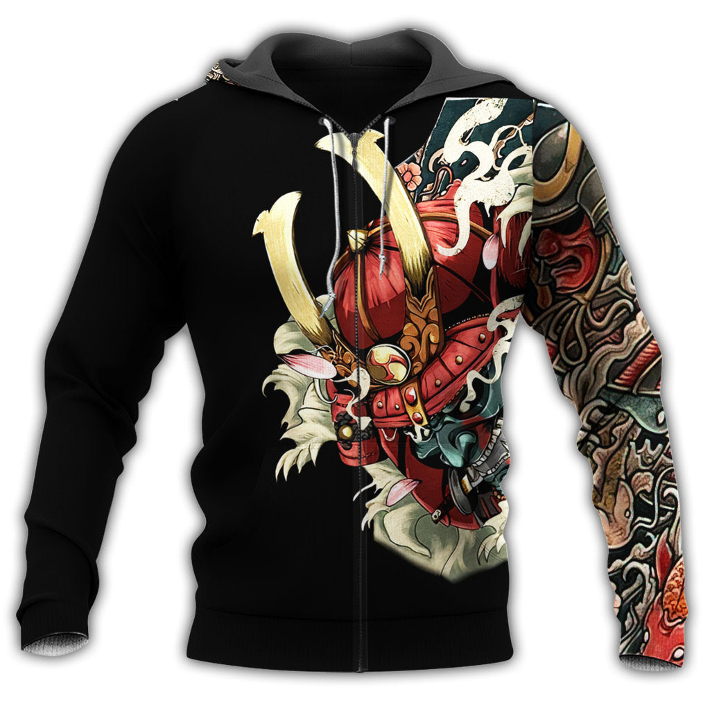 Colorful Samurai Tattoo Japan Hoodie For Cultural Themes Casual Travel And Meaningful Gift Giving