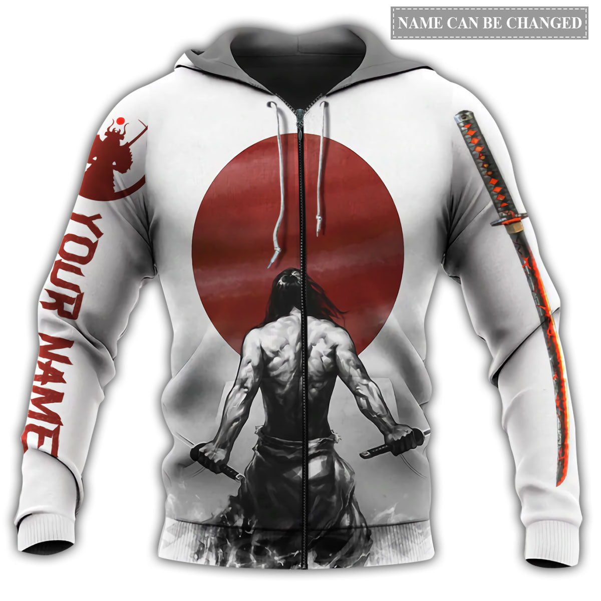 Samurai Tattoo Japan Personalized Hoodie For Traditional Artwork Lovers Travel And Relaxed Daily Outfits