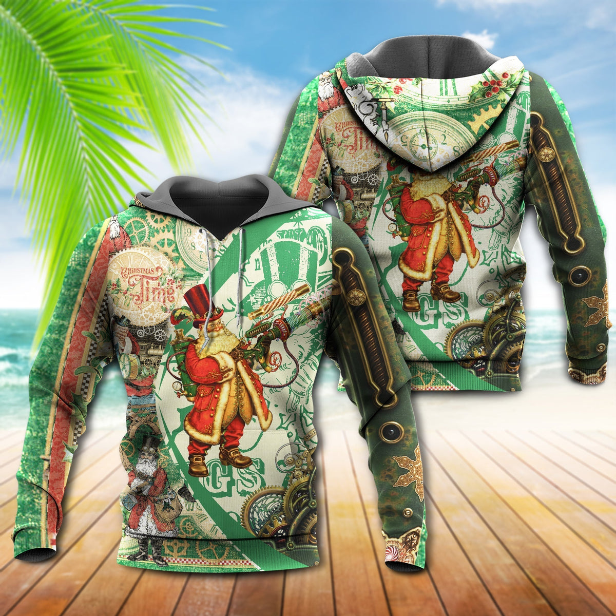 Steampunk Santa Christmas Hoodie For Winter Adventures Family Gatherings And Festive Everyday Style