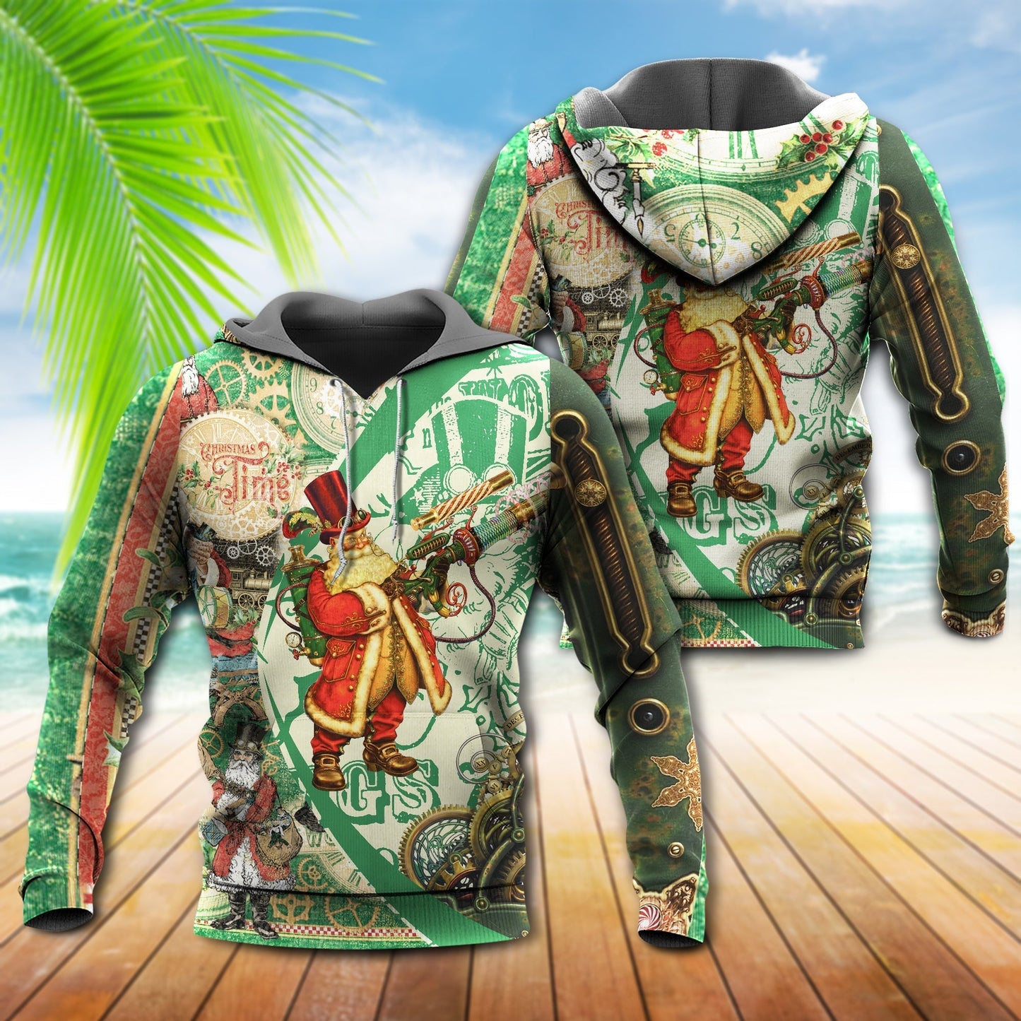 Steampunk Santa Christmas Hoodie For Winter Adventures Family Gatherings And Festive Everyday Style