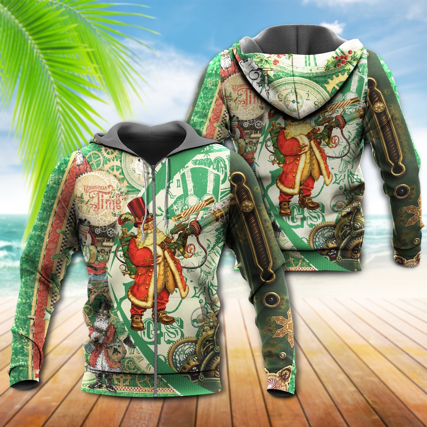 Steampunk Santa Christmas Hoodie For Winter Adventures Family Gatherings And Festive Everyday Style