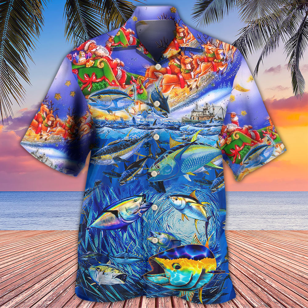 Festive Fishing Holiday Ocean Hawaiian Shirt For Summer Vacation And Beach Travel