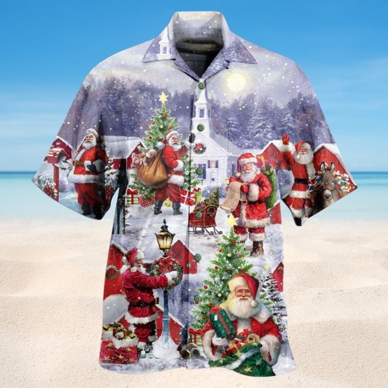Santa Coming Hawaiian Shirt For Beach Days, Summer Outings, And Thoughtful Gift Giving