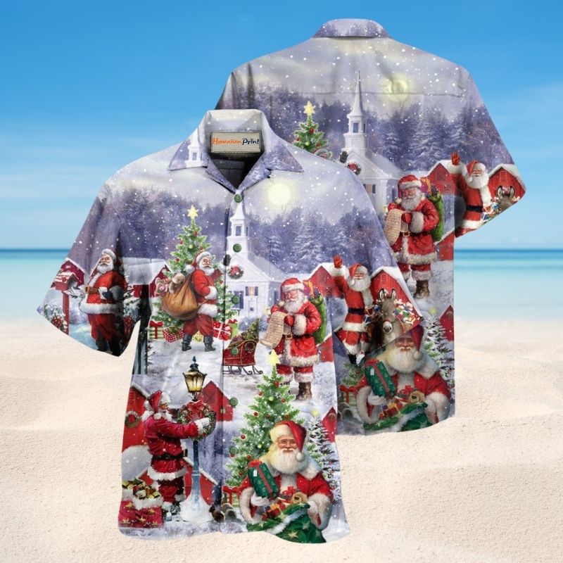 Santa Coming Hawaiian Shirt For Beach Days, Summer Outings, And Thoughtful Gift Giving