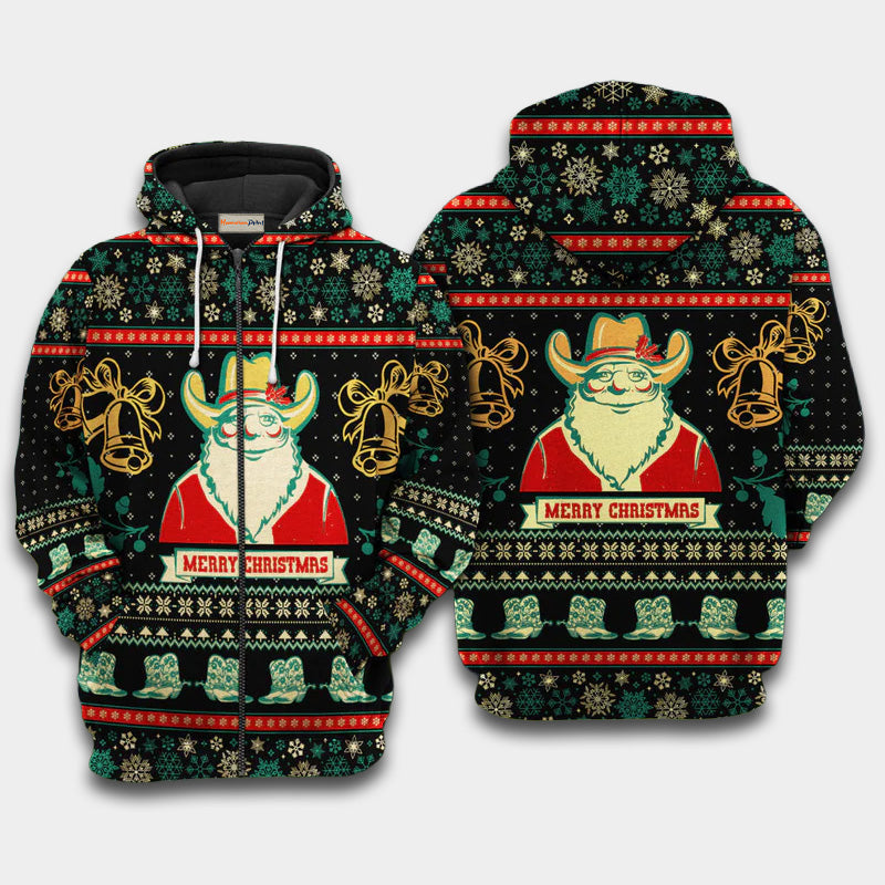 Santa Cowboy Christmas Hoodie For Holiday Parties Weekend Outings And Cheerful Gift Giving