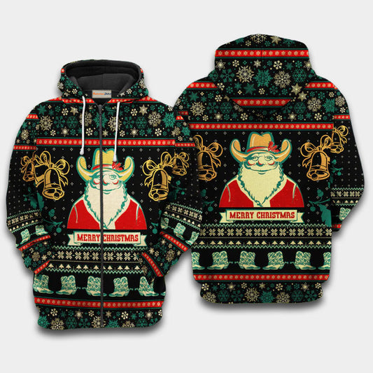 Santa Cowboy Christmas Hoodie For Holiday Parties Weekend Outings And Cheerful Gift Giving