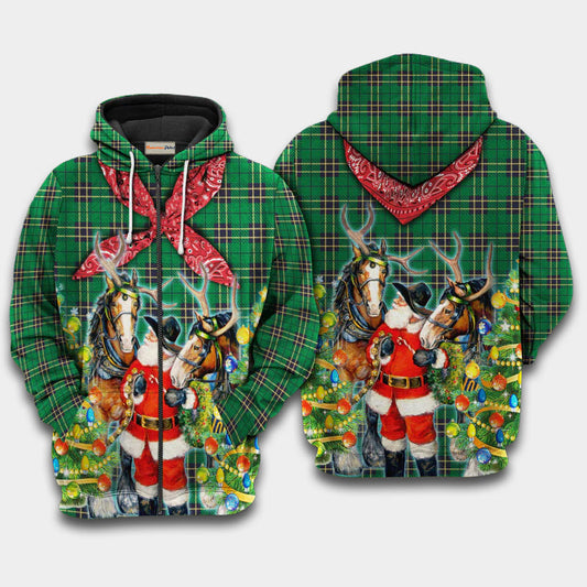 Santa Cowboy Christmas Hoodie For Christmas Events Holiday Travel And Comfortable Casual Outfits