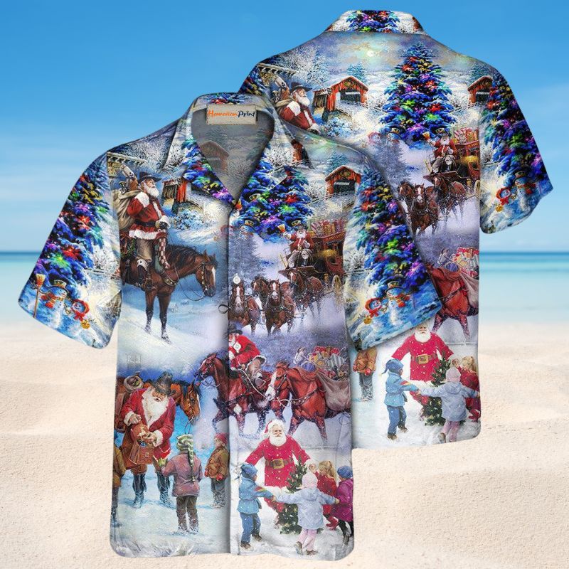 Santa Cowboy Christmas Hawaiian Shirt For Beach Days, Summer Outings, And Thoughtful Gift Giving