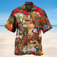 Santa Cowboy Christmas Red Hawaiian Shirt For Festive Events, Island Vacations, And Comfortable Casual Outfits