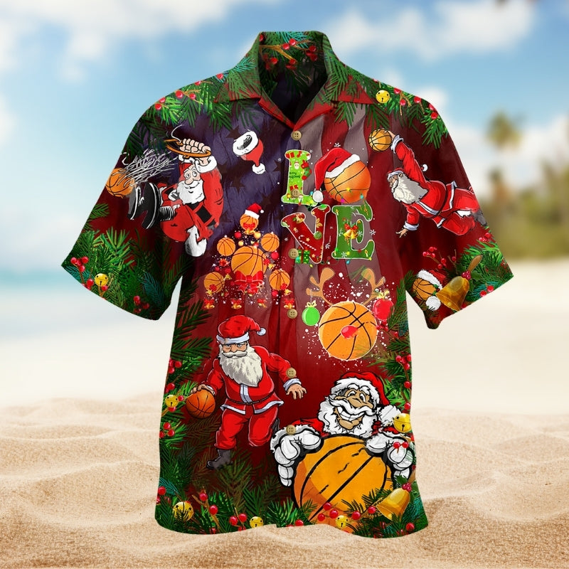 Christmas Santa Snowman Hawaiian Shirt Fabric Pattern Detail For Thoughtful Gifting