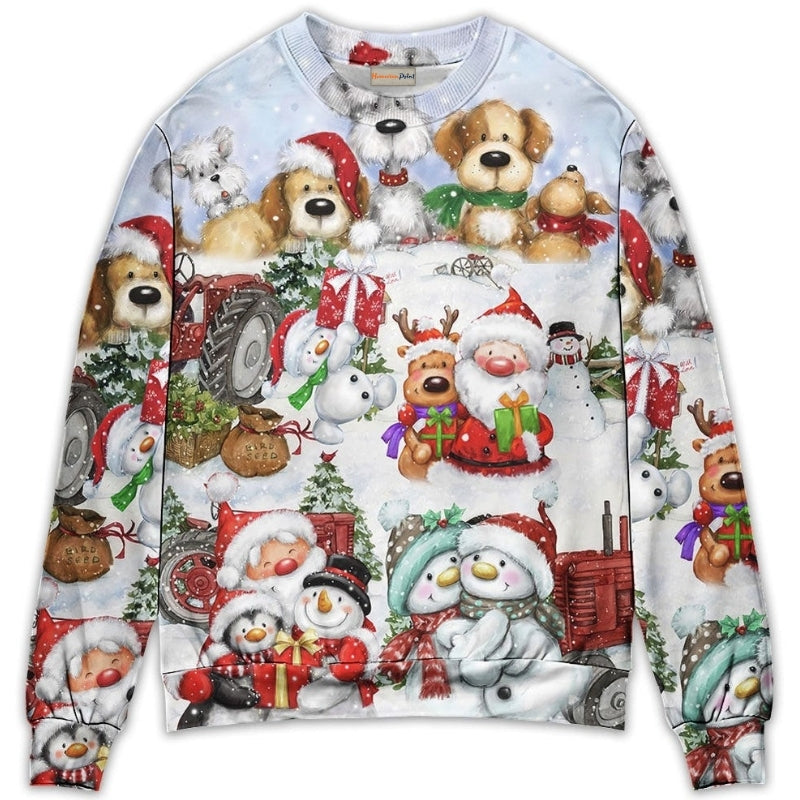 Santa And Snowman Joyful Companions Sweater For Holiday Travel Winter Outings And Cheerful Gift Giving