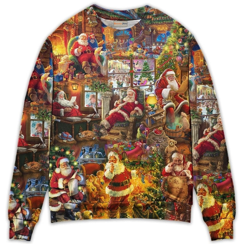 Santa Christmas Happy Holiday Season Sweater For Festive Parties Family Photos And Comfortable Seasonal Wear