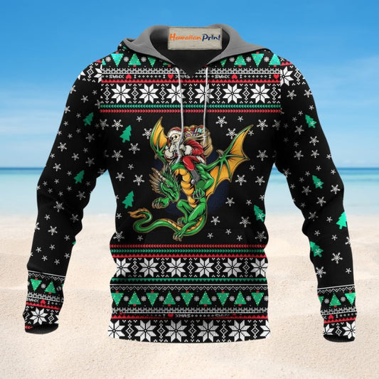Santa Dragon Christmas Hoodie For Festive Days Casual Adventures And Thoughtful Seasonal Gifting