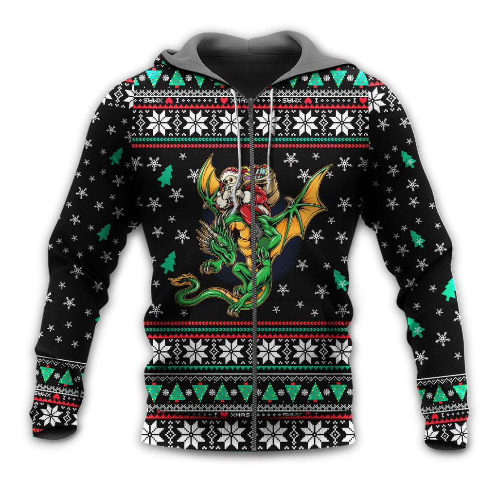 Santa Dragon Christmas Hoodie For Festive Days Casual Adventures And Thoughtful Seasonal Gifting