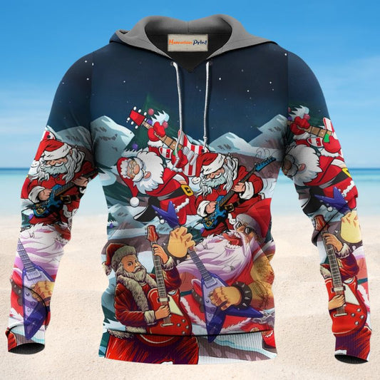 Santa Electric Guitar Christmas Hoodie For Seasonal Parties Casual Wear And Thoughtful Holiday Gifts