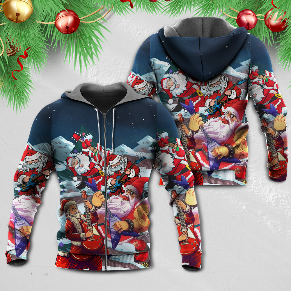 Santa Electric Guitar Christmas Hoodie For Seasonal Parties Casual Wear And Thoughtful Holiday Gifts