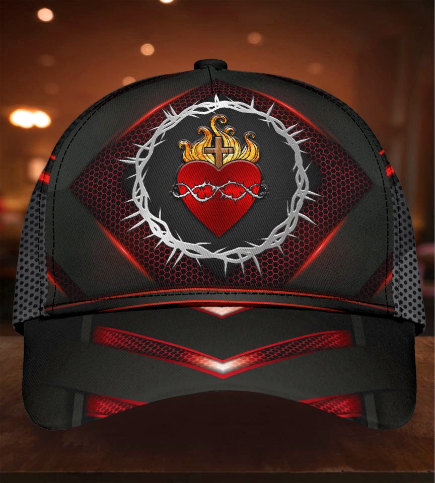 Sacred Heart Faith Message Classic Cap For Weekend Adventures Festivals And Gift Giving